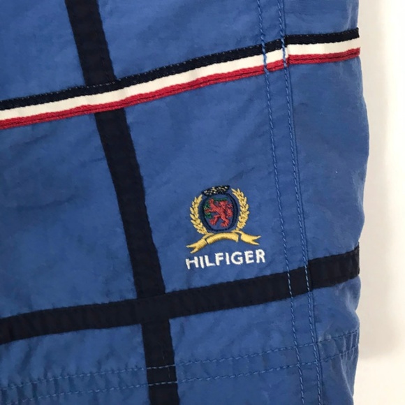 Tommy Hilfiger Mens Swim Trunks Size Large Blue Striped 5.5" Inseam